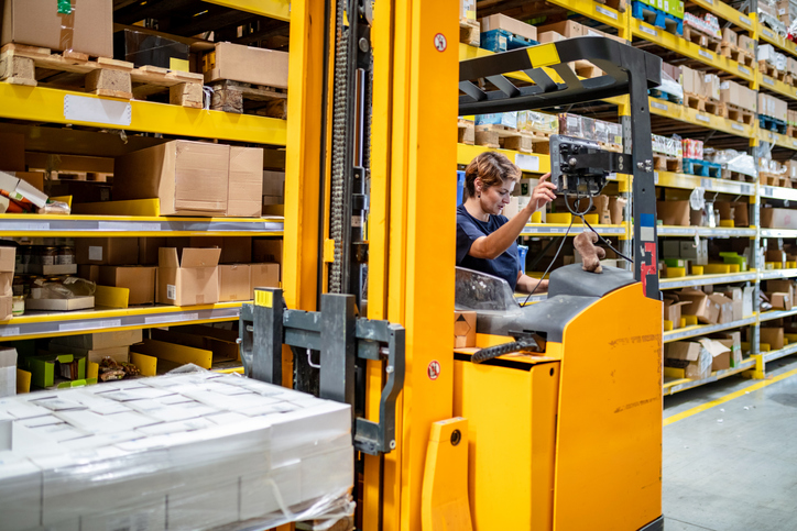 Boxes stacked on pallets for shipping