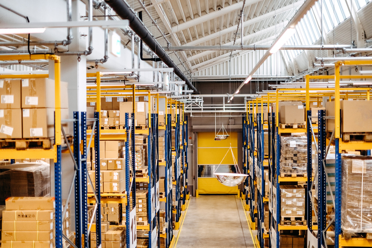 Overhead shot of a very busy warehouse