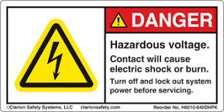 Safety Label warning of the danger of electrocution