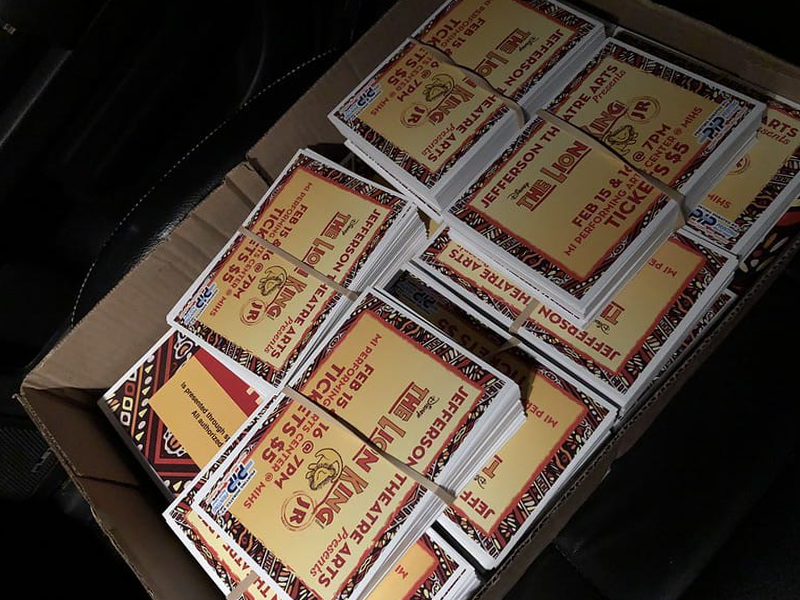Listing Management of stacks of mailers of the Lion King