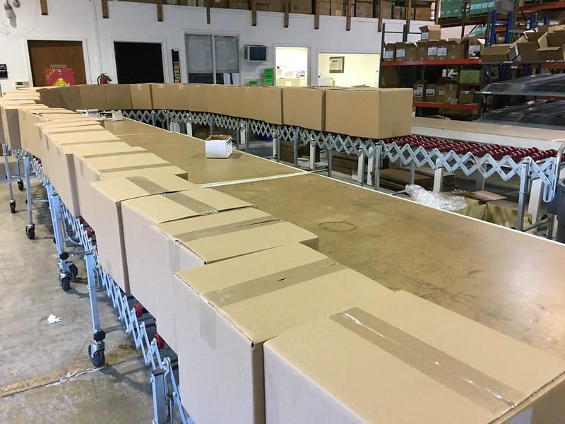Overhead shot of a very busy warehouse