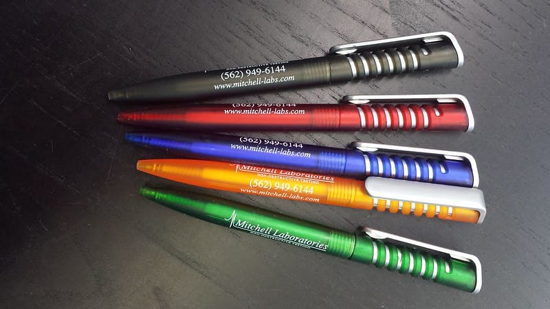 Pens customized for a laboratory company