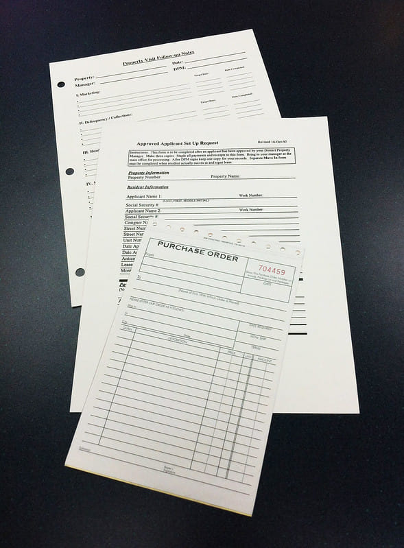 Application forms and Purchase Orders