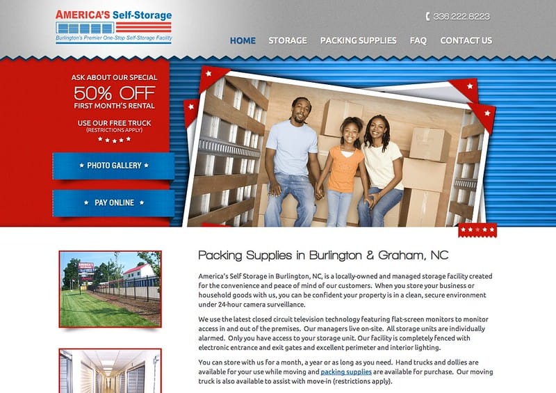 Website for a self storage company