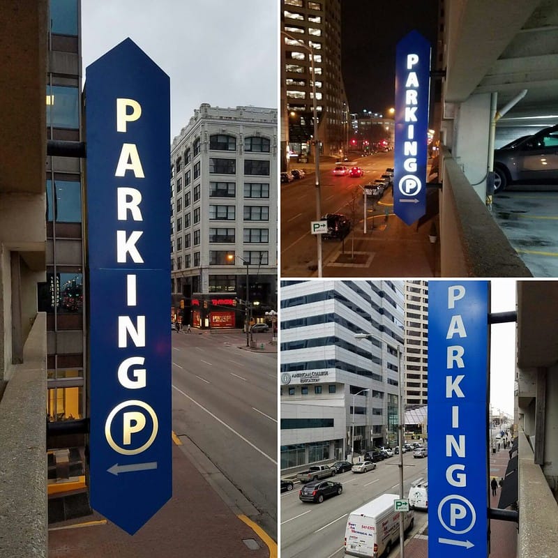 Parking lot backlit monument sign