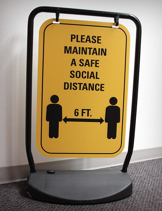 Social Distancing standing sign